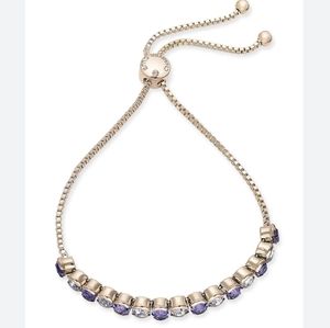 Charter Club Gold-Tone Crystal & Stone Tennis Slider Bracelet Gold NWT! 